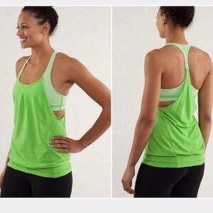 1031 FLAW - lululemon Practice Freely Tank - Size 6 - Green Gingham  W1995S